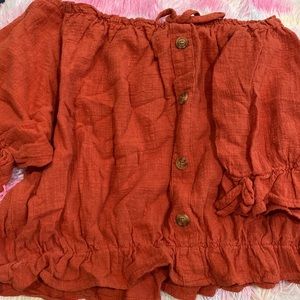 Cotton on off the shoulder blood orange crop top